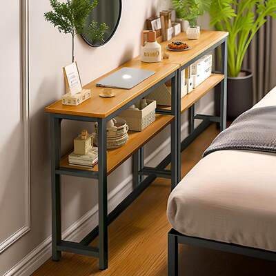 墙边小窄桌床尾桌置物柜收纳柜