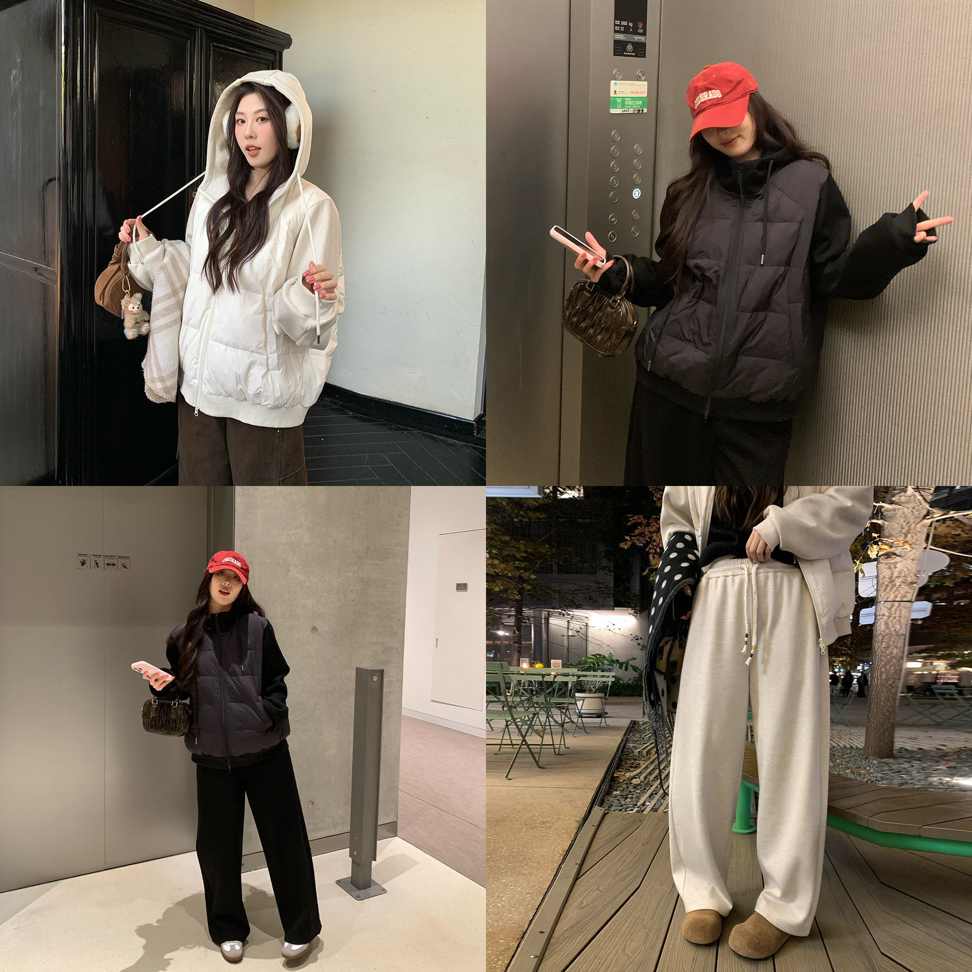 11/29 20:00PM【上新价 九折包邮】针织连帽拼接羽绒外套套装56