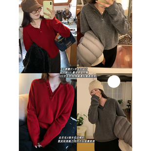 V领胖mm洋气上衣女 极简风显瘦连帽针织衫 NAZ那子大码 100羊毛冬季