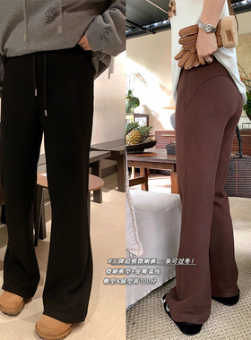 NAZ那子大码冬季新款发热超模微喇裤胖mm高腰加绒显瘦直筒长裤女