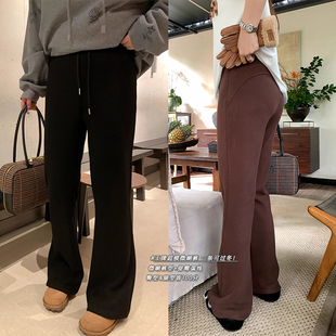 胖mm高腰加绒显瘦直筒长裤 NAZ那子大码 发热超模微喇裤 新款 女 冬季
