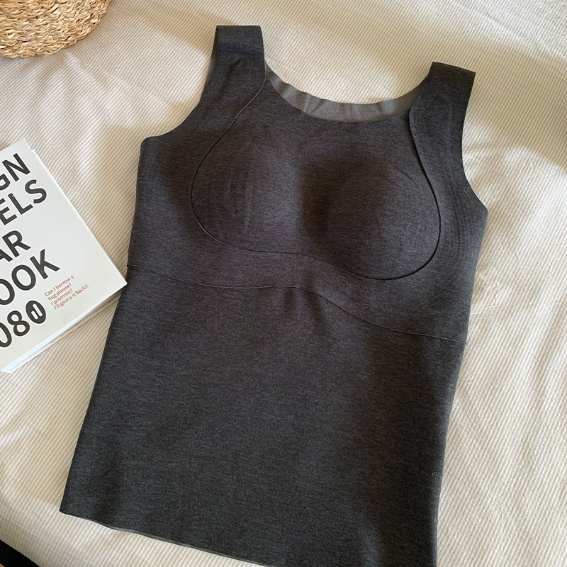 NAZ那子大码秋冬新款暖宝宝胸垫背心胖妹妹羊绒保暖圆领背心