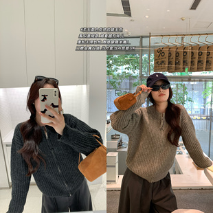 NAZ那子大码 女 秋冬尼龙羊毛韩系高级感显瘦毛衣胖mm气质慵懒开衫