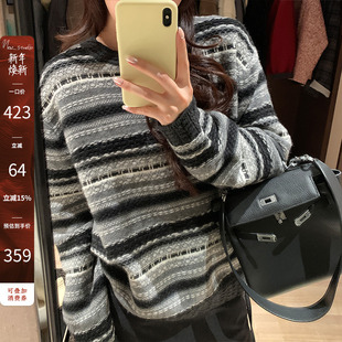 毛针织衫 浮线提花费尔岛毛衣 上新359
