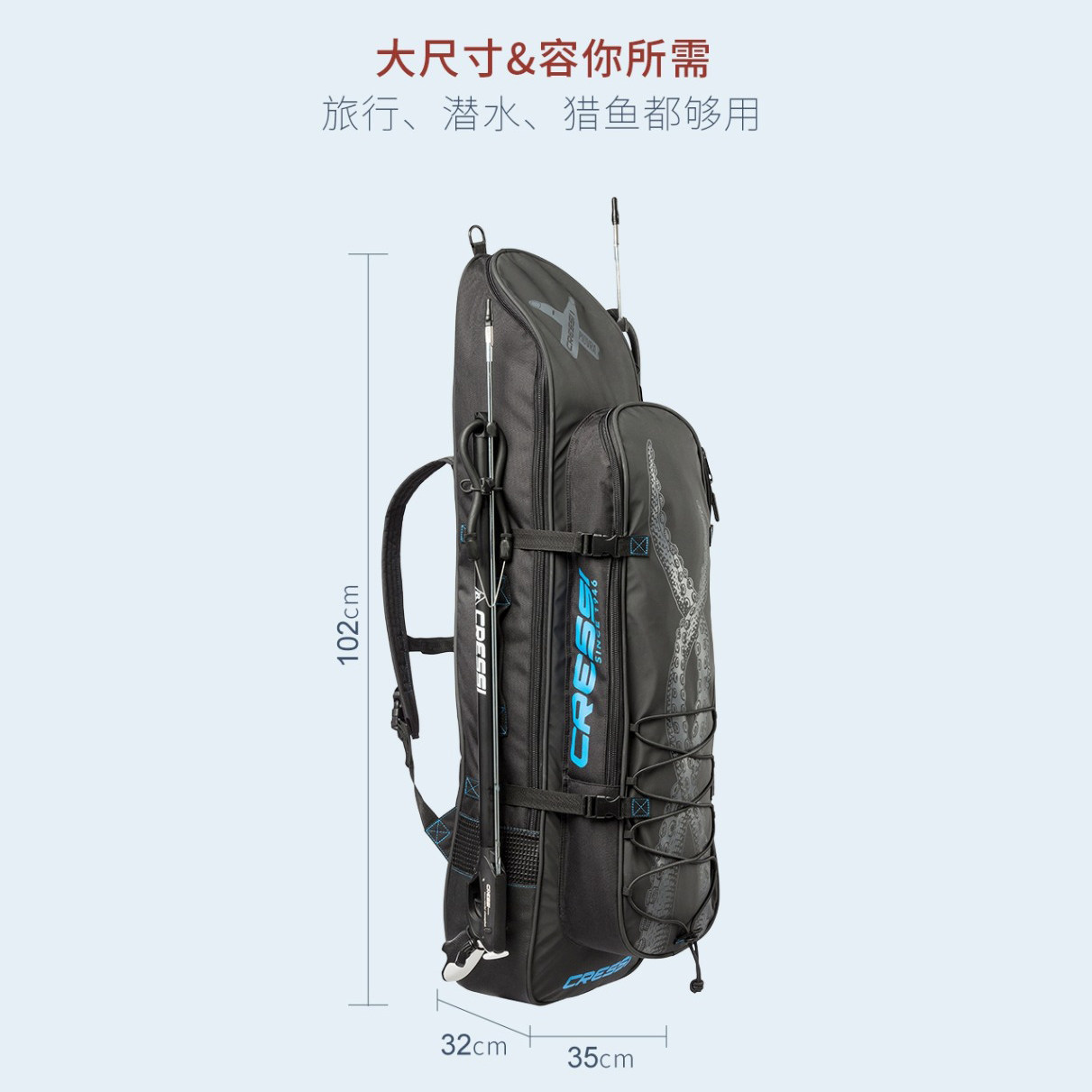 Italy CRESSI Piovra Free Long legs Fins Bag capacity Wet and dry separatein the Outdoor/Mountaineer/Camping/Travel Goods , Special outdoor sports equipment , Diving equipment , Dive Bags  category - from Buy2taobao.com to provide professional Taobao agent buy service