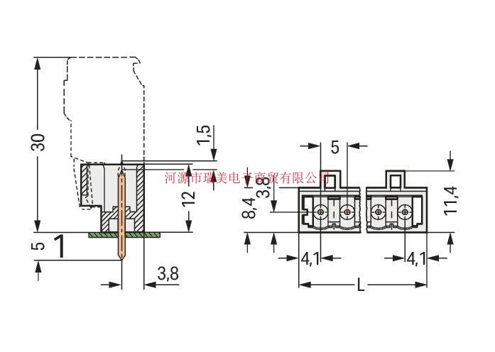 THT针型插座间距5MM直型4路721-134/001-000电子元件Wago连接器