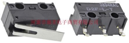 Omron单刀双掷常开常闭摆杆微动开关3A@125V交流D2F-L-T