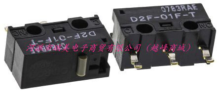 Omron单刀双掷D2F-01F-T常开常闭引脚柱塞微动开关100mA30V直流