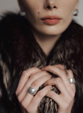 复古菱格纹开口百搭戒指