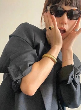 中古质感手环弹力竖条纹手镯