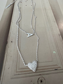 叠戴法则 假两条设计简约字母心形项链