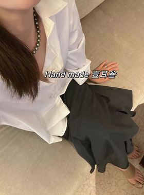 向日葵欧尼黑灰色珍珠项链