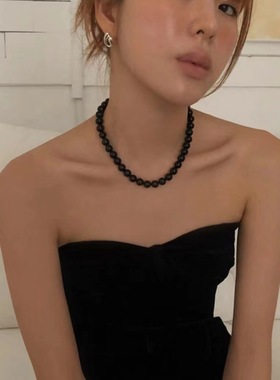 韩国东大门同款黑玛瑙项链