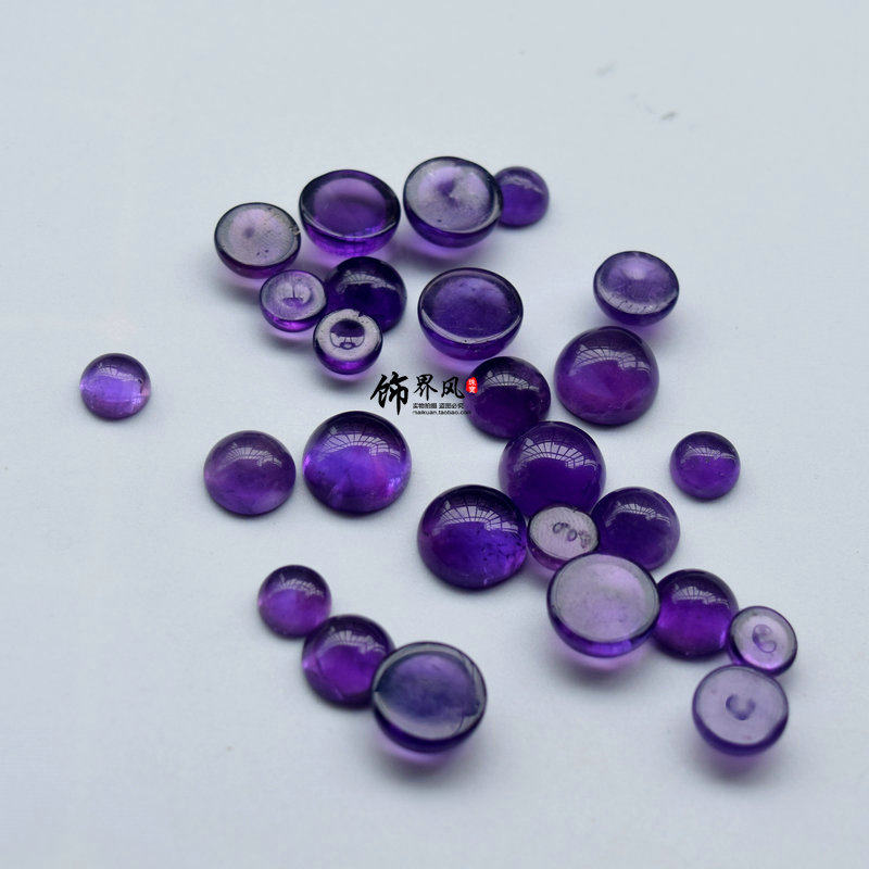 NATURAL URUGUAYAN AMETHYST ROUND FLAT BOTTOM RING DIY INLAY RING PENDANT STUD HAIR CROWN MATERIAL FEMALE