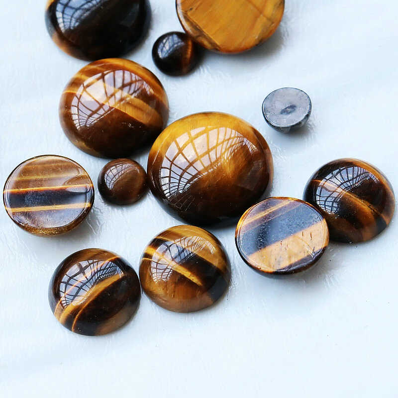 黄虎眼虎石圆形戒面饰品镶嵌