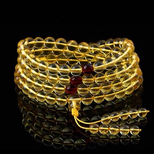 天然蜜蜡琥珀金珀108佛珠手串男女款圆珠手链项链两用款鸡油黄