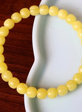 天然俄料琥珀蜜蜡老型手串原矿蜜蜡手串 J050C51614-6.5-7.5mm+