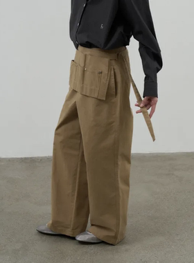小红书博主推荐韩国代购FOETO卡其色工装屁帘裤百搭两穿休闲裤