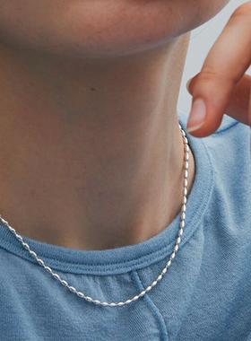 韩国verte925银米粒项链高级感