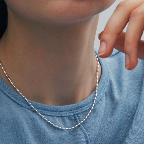 韩国verte925银米粒项链高级感