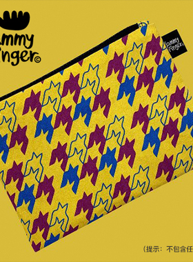 韩国设计师品牌jammyfinger千鸟格子复古手拿化妆英伦手机包ins女