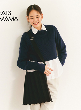 韩国PLEATSMAMA纯色大容量褶皱单肩斜跨女包ins潮男款百搭通勤包