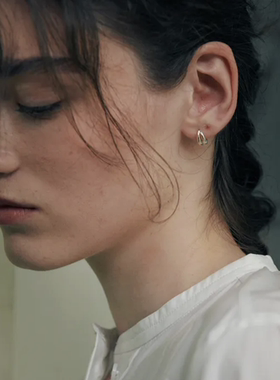 韩国代购ins小众人气verte925银6mm双圈耳环 小红书博主angkm推荐