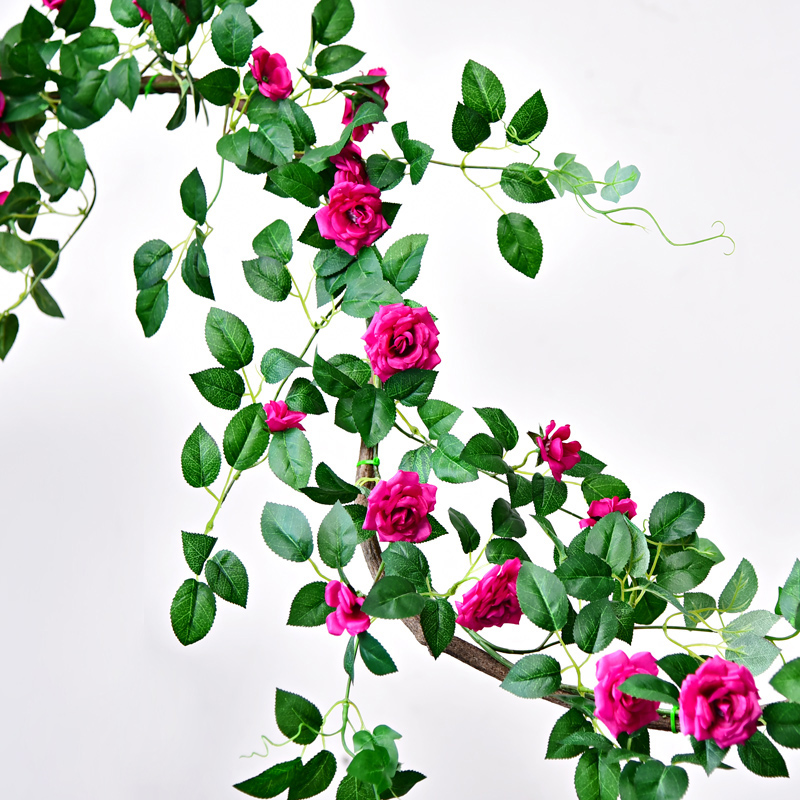 仿真玫瑰藤蔓塑料假花藤条装饰花藤室内空调管道遮挡花墙壁挂植物