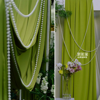 绿色160cm宽牛奶丝户外婚庆吊顶弹力布料垂感舞台周岁礼环创面料