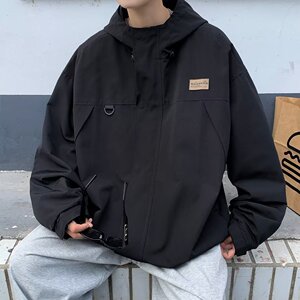 V1800-P65 新款山系机能连帽冲锋衣夹克外套百搭纯色上衣图片