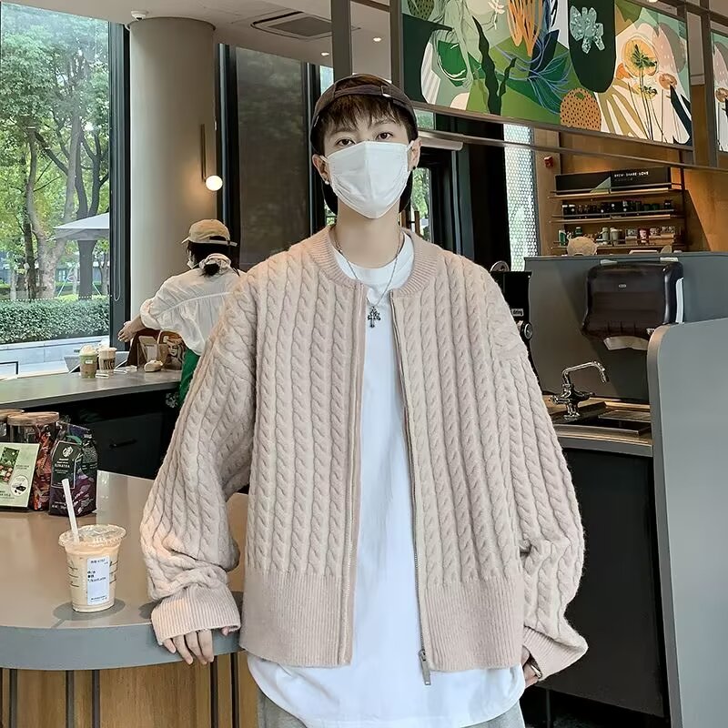 YX5693-P60新款毛衣潮流宽松短款针织开衫外套休闲拉链毛线衣,男装针织衫/毛衣,星座1608