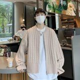 YX5693-P60新款毛衣潮流宽松短款针织开衫外套休闲拉链毛线衣，男装针织衫/毛衣，星座1608
