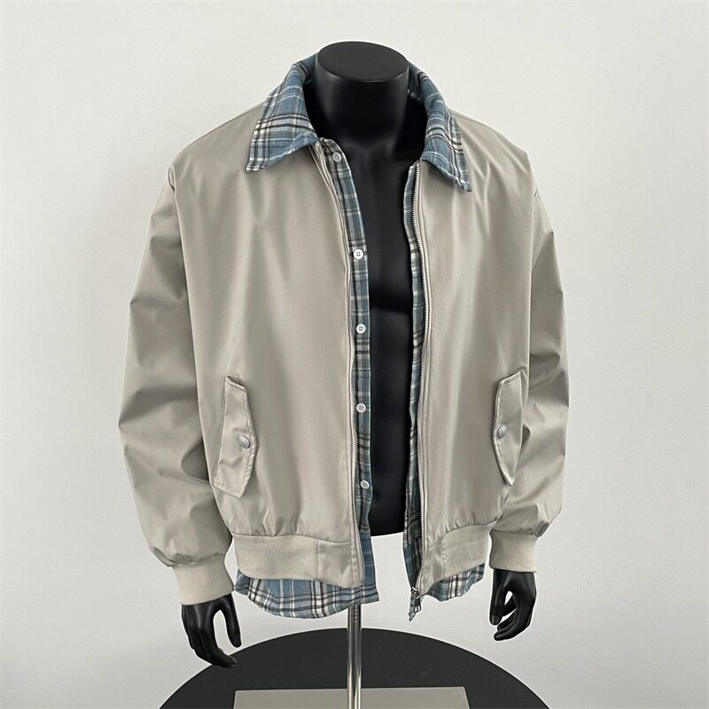 HY206-P68老钱风假两件外套新款拼接撞色宽松cleanfit飞行服夹克,男装夹克,星座1608