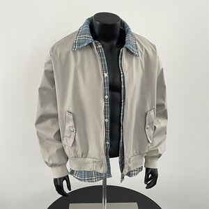 HY206-P68 老钱风假两件外套新款拼接撞色宽松cleanfit飞行服夹克图片