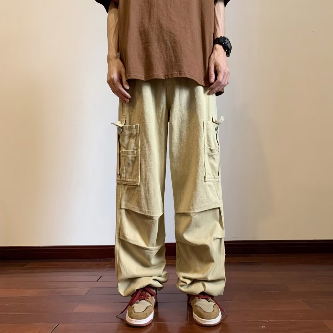 V1982-P60 青春流行长裤潮牌男纯色休闲裤宽松型工装裤夏季潮直筒图片