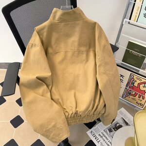 WJS6159-P95 新款潮牌纽扣翻领工装夹克宽松百搭拉链外套图片
