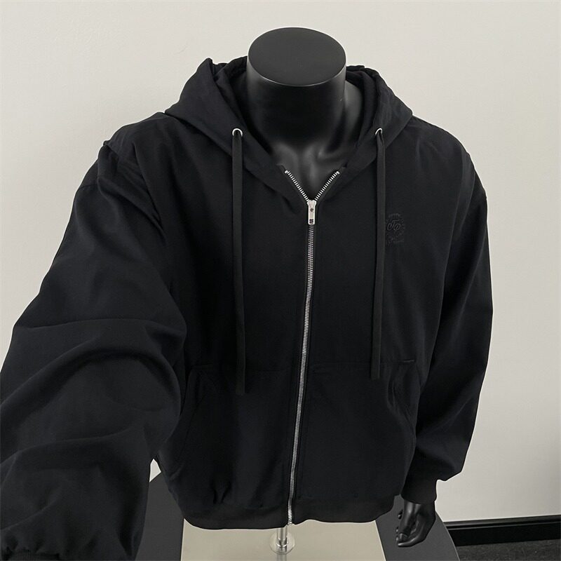 TQJ213-P88美式复古水洗刺绣廓形夹克新款连帽小众情侣上衣外套,男装夹克,星座1608