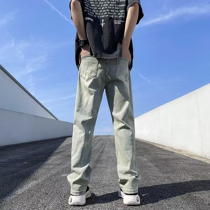 V1962-P48新款水洗潮高街直筒青春流行慵懒长裤破洞潮流男牛仔裤,男装牛仔裤,星座1608