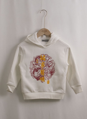 杰米熊品牌童装110-170中性运动百搭保暖加绒套头长袖连帽卫衣T恤