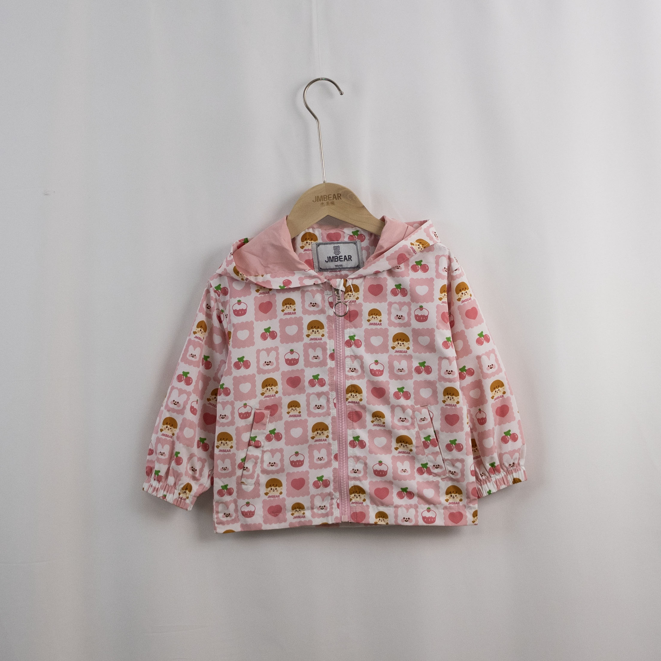 杰米熊网里春秋可爱印花风衣外套