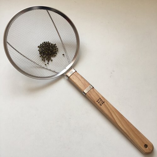 8目木把漏勺不锈钢滤网勺木头柄
