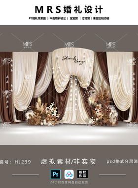 美拉德布幔婚礼效果图HJ239 咖色奶茶香槟白色迎宾设计【MRS】