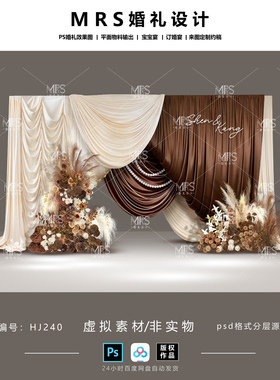 美拉德布幔婚礼效果图HJ240咖色奶茶香槟白色迎宾设计【MRS】