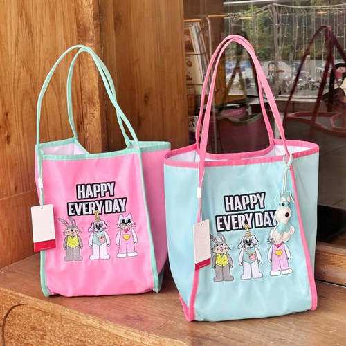 可爱卡通刺绣托特包女2025新款大学生上课单肩腋下包大容量购物袋