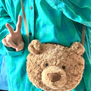 2025新款 巴塞罗熊包包可爱卡通毛绒玩偶熊头包娃娃背包女士斜挎包