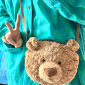 2025新款 巴塞罗熊包包可爱卡通毛绒玩偶熊头包娃娃背包女士斜挎包