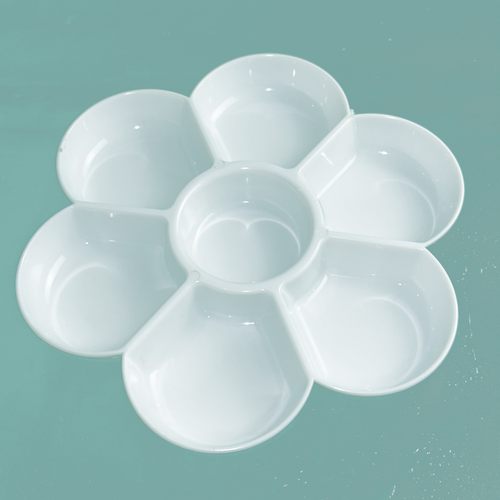 梅花形调色盘白色透明油画颜料盒