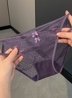 交织旖旎~性感低腰勾人蕾丝内裤女纯欲镂空透气纯棉裆女士三角裤