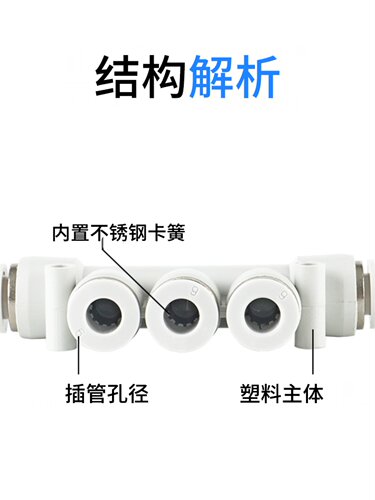 白色接头 白色气动接头五通PK4 PK6 PK8 PK10 PK12插管