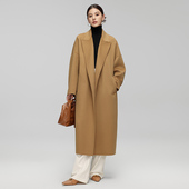 CHIIYEAR池也 10%山羊绒驼色双面呢大衣女高个子长款 羊毛呢子外套